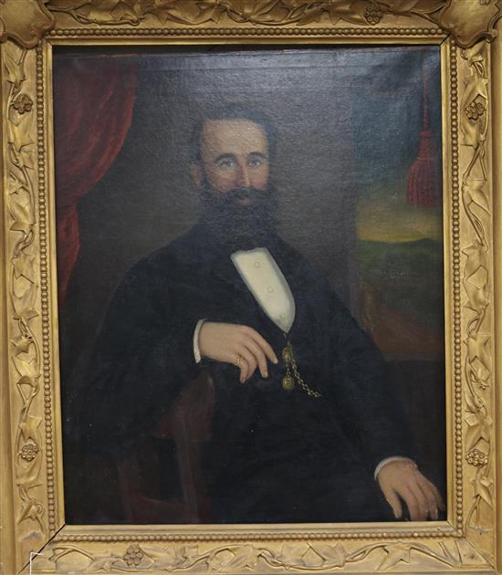 19th century, oil on canvas, Portrait of a seated gentleman, 93 x 74cm